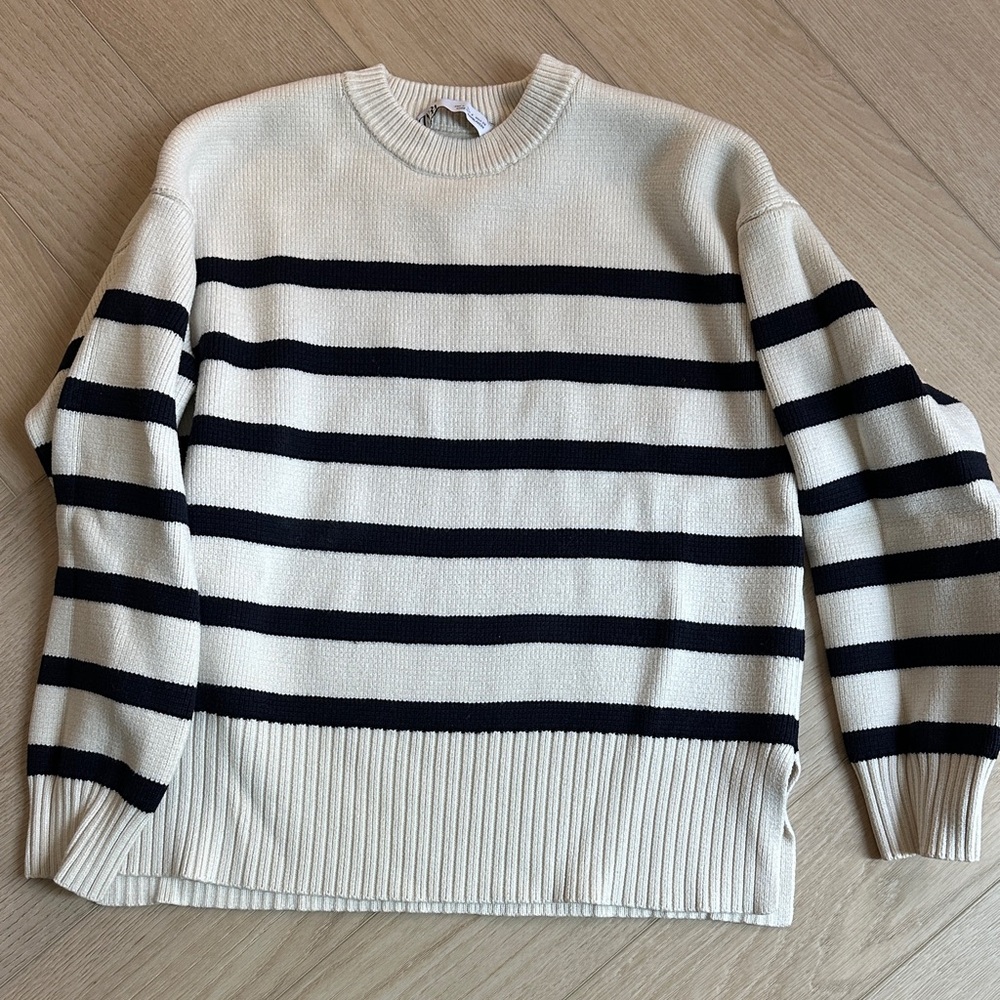 Classic Striped Sweater in Cream and Black